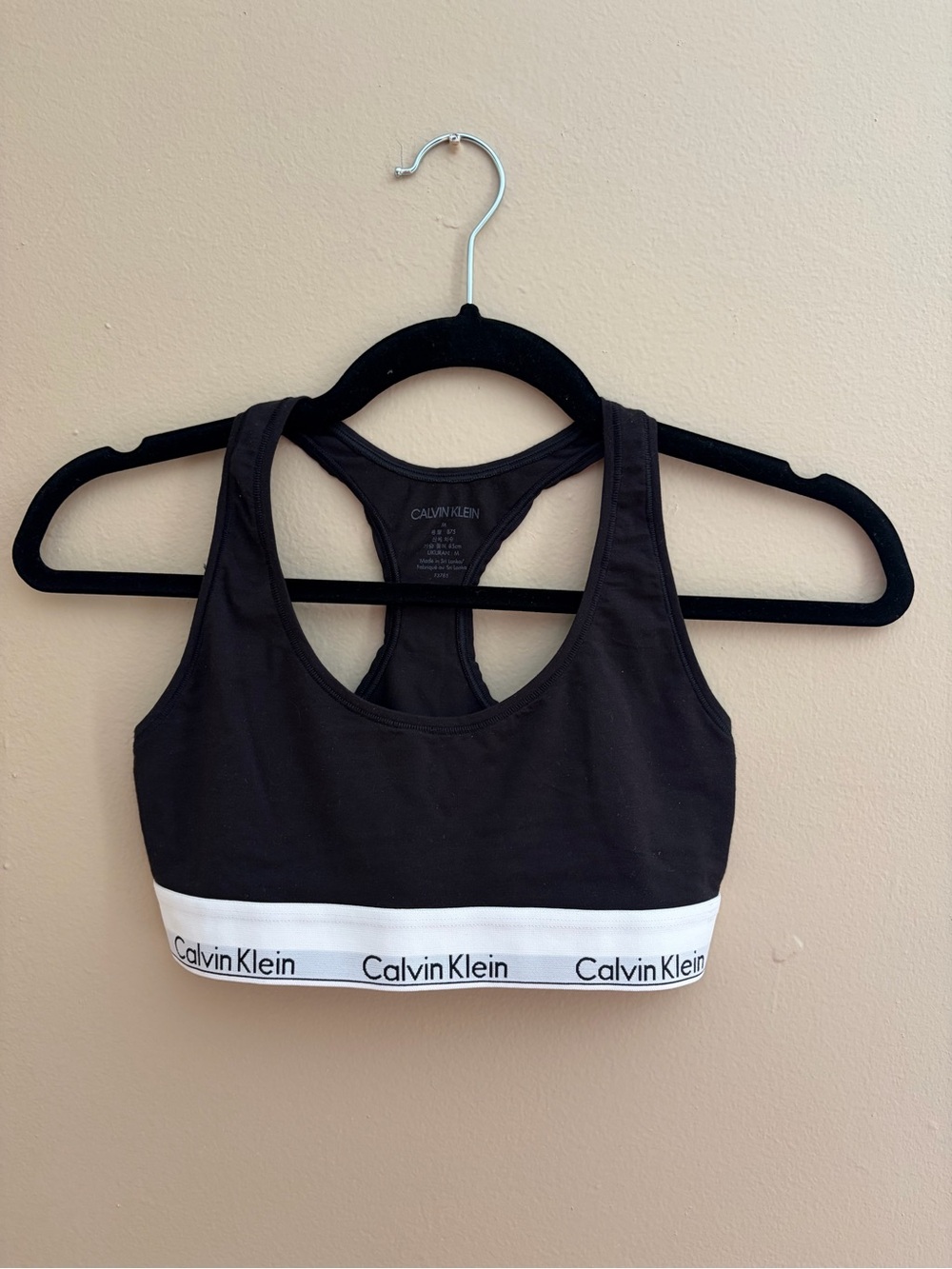 Calvin Klein Black Sports Bra with White Logo Band